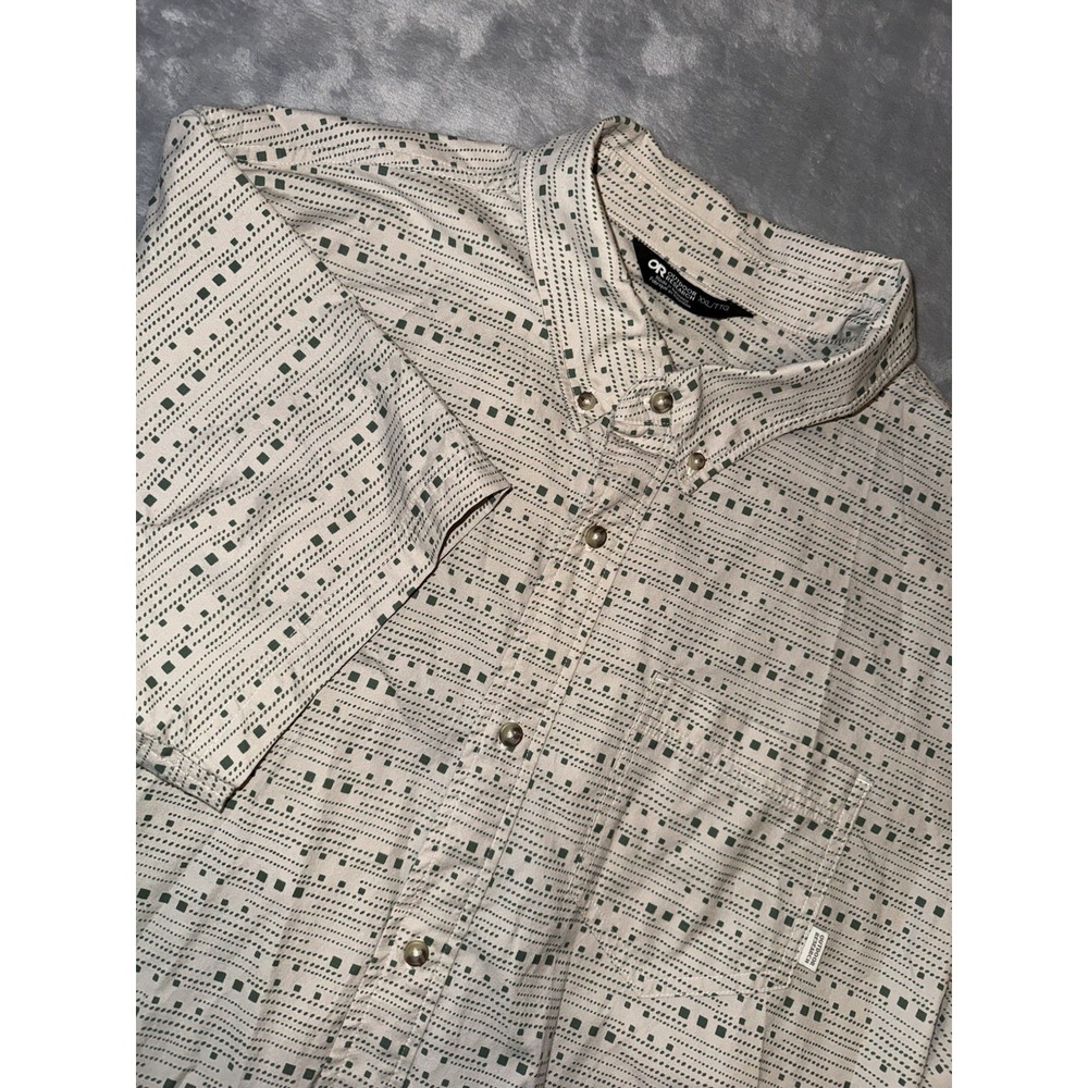 Outdoor Research Men's XXL Button Up Shirt All Over Print Short Sleeve Granola